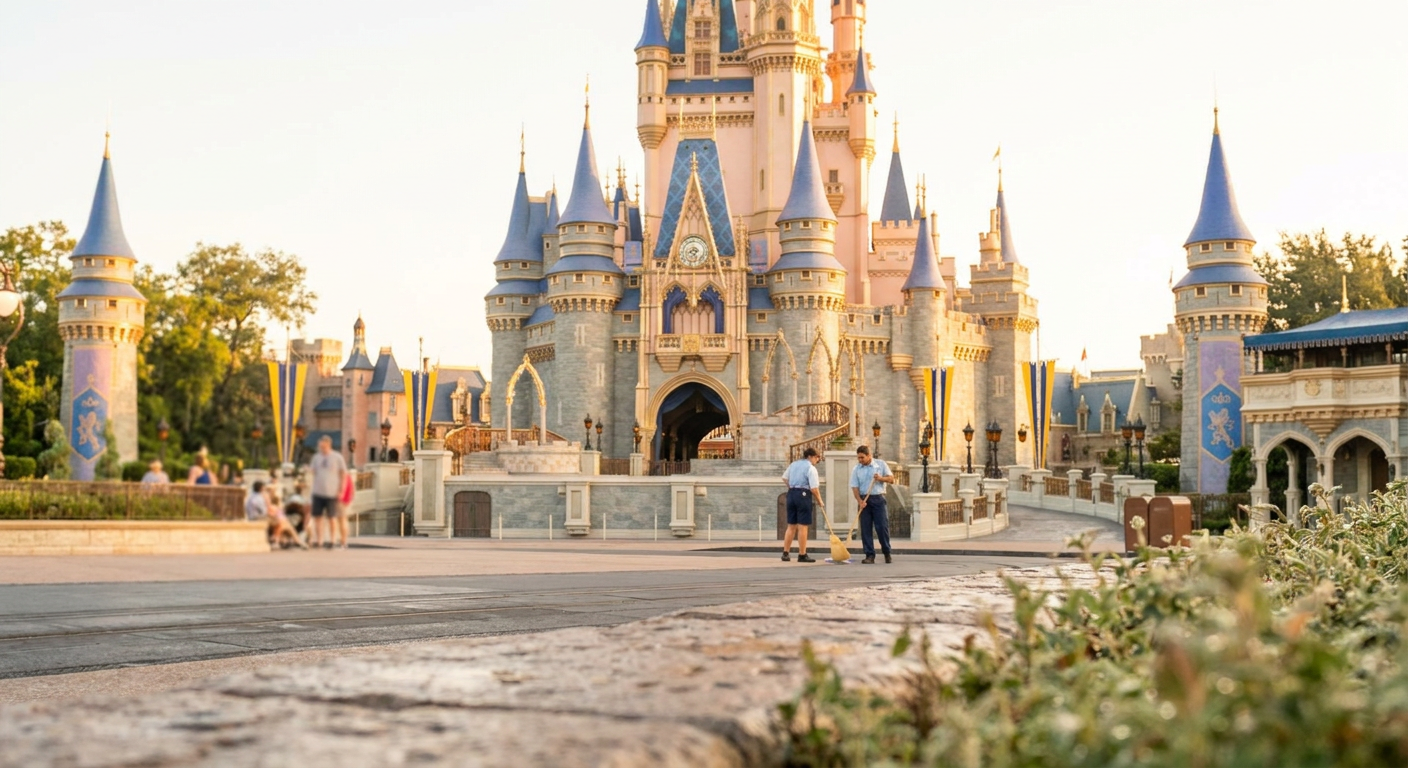 O Castelo da Cinderela logo pela manhã, um começo mágico para seu dia no Magic Kingdom.