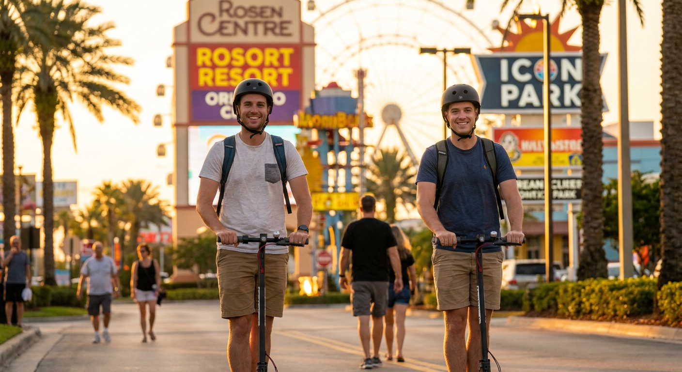 Patinetes elétricos são uma forma divertida e rápida de explorar distâncias curtas em áreas como International Drive.
