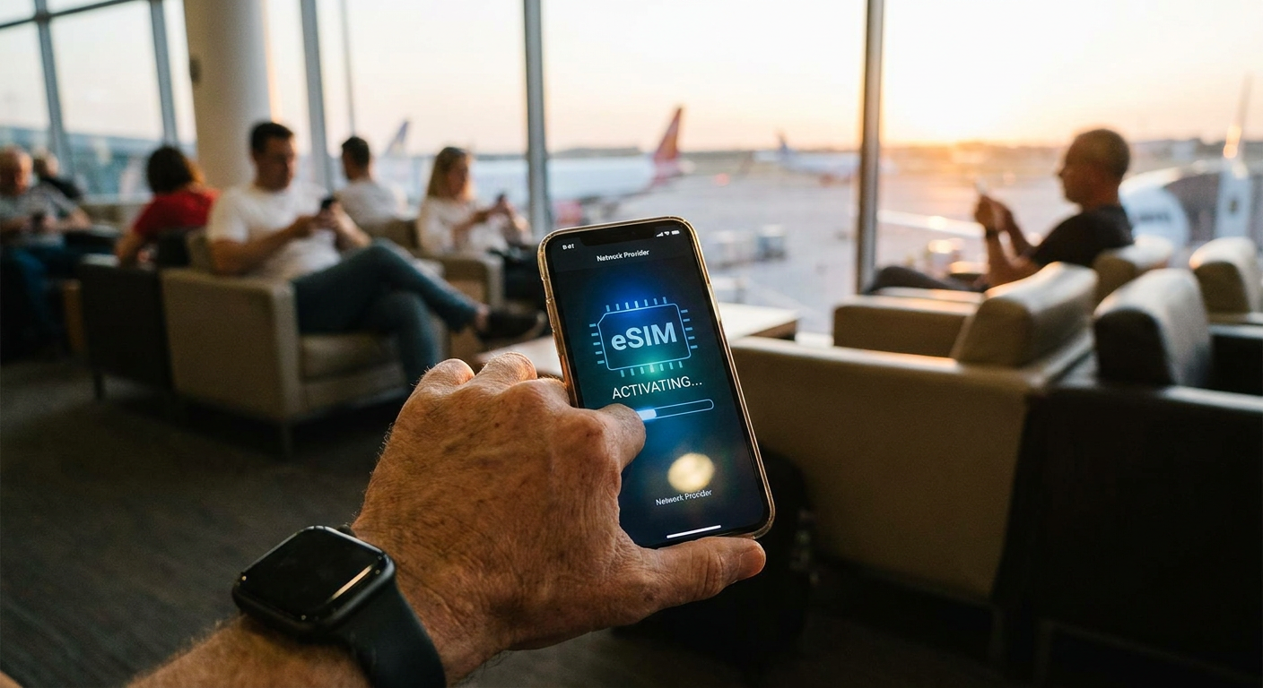 Ative seu eSIM antes de desembarcar para ter internet instantaneamente em Orlando.