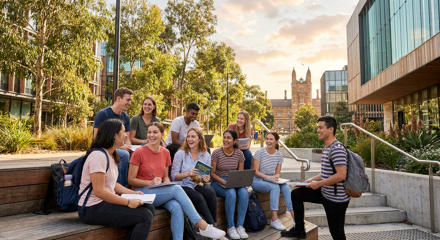 Estudantes internacionais desfrutam da vida acadêmica na Austrália após a aprovação de seus vistos.