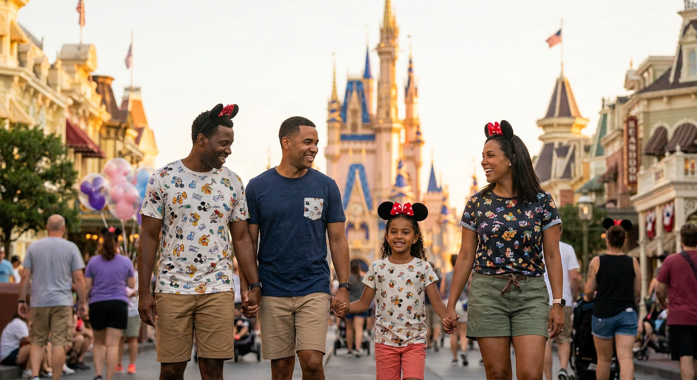A magia da Disney começa muito antes de chegar, com a vista do Castelo da Cinderela.