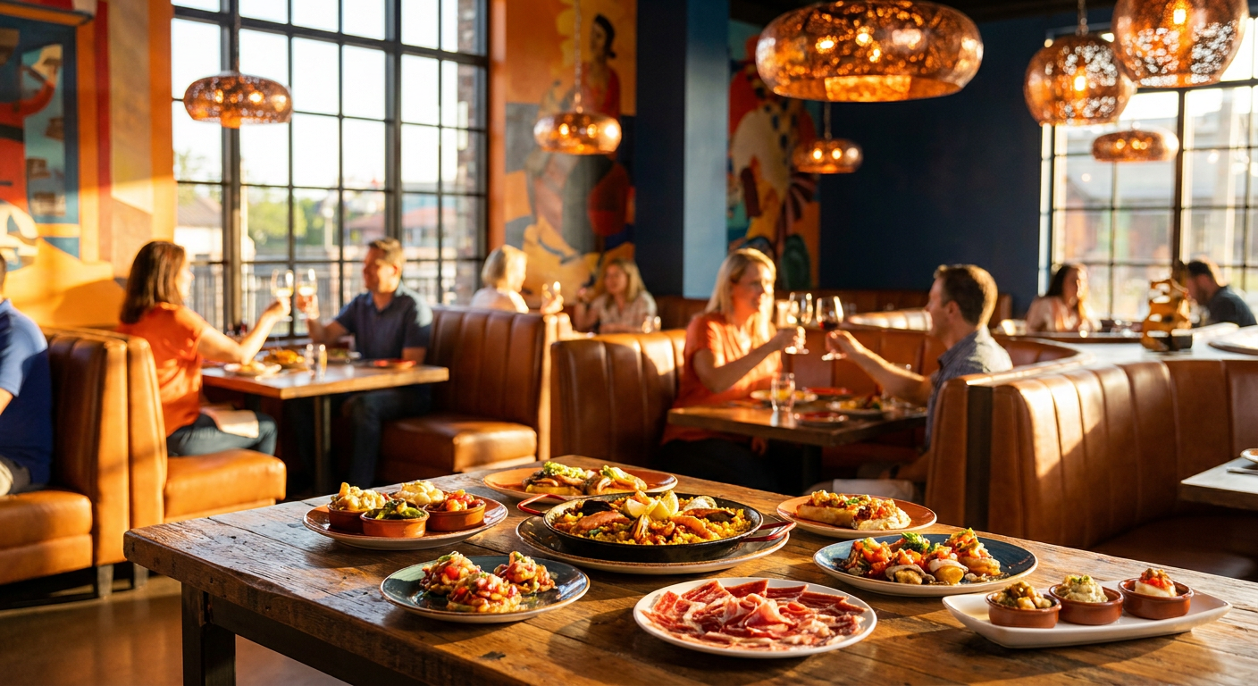 Dentro de um dos muitos restaurantes sofisticados de Disney Springs, onde a gastronomia é uma arte.