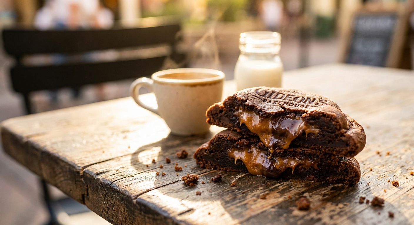 Um dos famosos e tentadores cookies de Gideon's Bakehouse, uma atração à parte em Disney Springs.