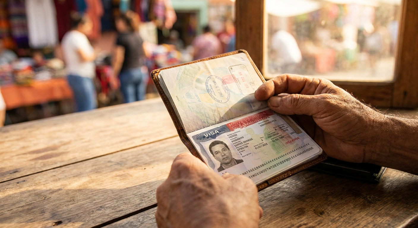 O visto americano, quando concedido, é uma página adesiva colada em uma das folhas do seu passaporte.