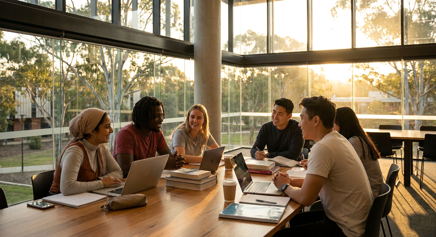 Estudantes internacionais se preparam para seus estudos na Austrália.